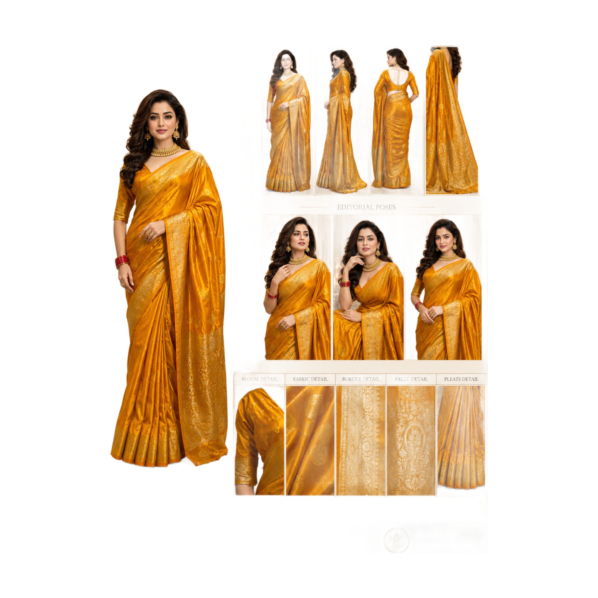 Golden Yellow Silk Saree with Intricate Zari Border